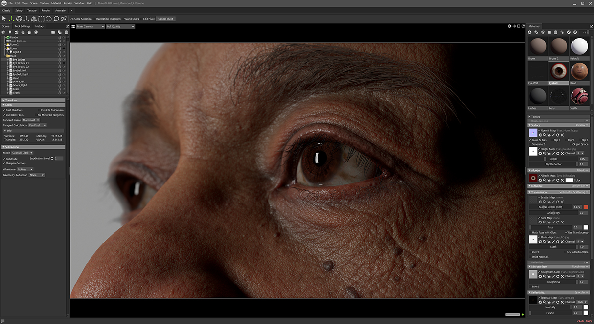 Skin shading in marmoset toolbag